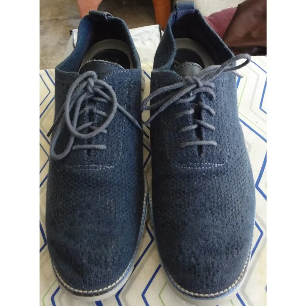 Cole Haan Navy Blue Zerogrand Stichlite Wingtip Oxford Knit Sneaker Men 10.5